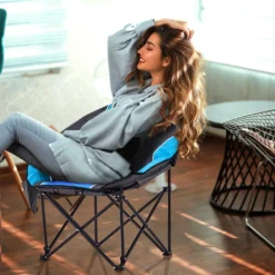 KAHOO Campingstuhl Tragbarer Moon Chair, Campingstuhl Mit Tragetasche, Gepolsterter Sitz, Blau -Campingbedarf Geschäft 8fc7b8b148f408bfcad24a0cf8fc538a