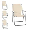 4 Stück Wohaga Campingstuhl 'Texel' Mit Armlehnen, Klappbar - Beige