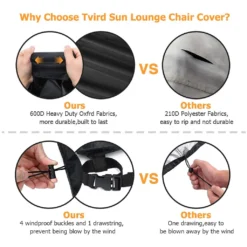Sonnenliege Schutzhülle , Gartenliege Abdeckplane 210D /420D Oxford Wasserdicht, Winddicht, UV-Beständig Schutzhülle Für Sonnenliege Gartenmöbel Deckchair Liegestuhl -Campingbedarf Geschäft 90e83d3d8dc252d6ec7069d8308b0b44