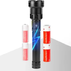 12000 Lumen Taschenlampe, LED Taschenlampe Extrem Hell USB Aufladbar 18650 Batterie, 4 Lichtmodi, Zoombar, Lange Arbeitszeit Taktische Taschenlampe -Campingbedarf Geschäft 91b314905cc3b9445aca0bded677a614