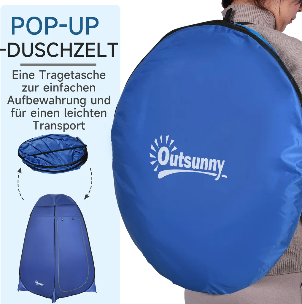 Outsunny Pop Up Toilettenzelt Mobiles Camping Duschzelt Umkleidezelt Mit Innentasche Duschkabine Umkleidekabine Wasserfest Polyester Dunkelblau 120 X 120 X 190 Cm 7 Outsunny Pop Up Toilettenzelt Mobiles Camping Duschzelt Umkleidezelt Mit Innentasche Duschkabine Umkleidekabine Wasserfest Polyester Dunkelblau 120 X 120 X 190 Cm – Bild 5