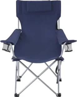 SONGMICS Campingstuhl, Klappstuhl, Outdoor-Stuhl Mit Armlehnen, Kopfstütze Und Getränkehaltern, Stabiles Gestell, Bis 150 Kg Belastbar, Dunkelblau GCB09IN -Campingbedarf Geschäft 941d723a3e23c4adaf48aa6ad2e8f7f6