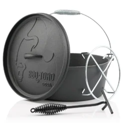 BBQ-Toro Dutch Oven DO9AX, 7,2 L Alpha Gusseisen Kochtopf, Gusstopf