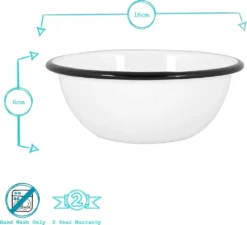 Argon Ta Weiße Emaille-Schüsseln - Stahl Outdoor-Camping-Geschirr Geschirr - 16cm - Schwarz - Packung Mit 6 -Campingbedarf Geschäft 95708c58c91e6bbe62ad62dca2079f43