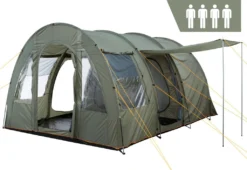 CampFeuer Zelt TunnelX Für 4 Personen | Olivgrün | 5000 Mm Wassersäule