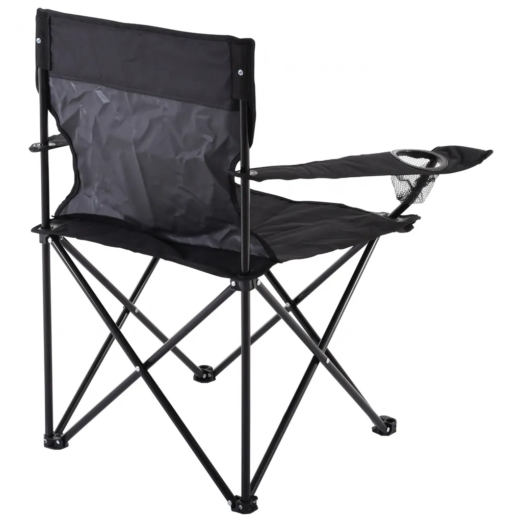 Raburg Angelstuhl JOE In SCHWARZ - Praktischer Faltstuhl Mit Armlehnen & Getränkehalter, Inklusive Tasche - Robust Für Camping, Strand, Angeln, Outdoor, Zuschauer, Jagd, Festival & Freizeit, Belastbar Bis 120 Kg – Bild 3