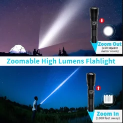 10000 Lumen Taschenlampe, LED Taschenlampe Extrem Hell 5000mAh USB Aufladbar 26650 Batterie Enthalten, 5 Lichtmodi, Zoombar, Lange Arbeitszeit Taktische Taschenlampe -Campingbedarf Geschäft 986f060b490a47f3f0306c4bd292471f