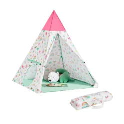 SoBuy OSS06 Tipizelt Spielzelt Zelt Für Kinder Mit Tür Und Fenster Spielhaus Kinderzelt BHT Ca.: 133x153x133cm