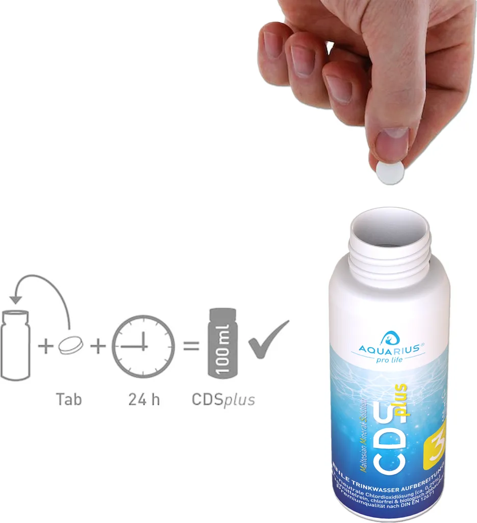 AQUARIUS Pro Life ® - CDSplus 100 Ml - Patentierte Chlordioxid Lösung I CDL Tropfen I Chlorine Dioxide Solution I Auf Wunsch Aktivierbar I Das Original – Bild 2
