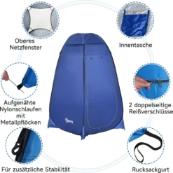 Outsunny Pop Up Toilettenzelt Mobiles Camping Duschzelt Umkleidezelt Mit Innentasche Duschkabine Umkleidekabine Wasserfest Polyester Dunkelblau 120 X 120 X 190 Cm 17 Outsunny Pop Up Toilettenzelt Mobiles Camping Duschzelt Umkleidezelt Mit Innentasche Duschkabine Umkleidekabine Wasserfest Polyester Dunkelblau 120 X 120 X 190 Cm -Campingbedarf Geschäft 9f7ebb0a1a42198faa342934295f7248