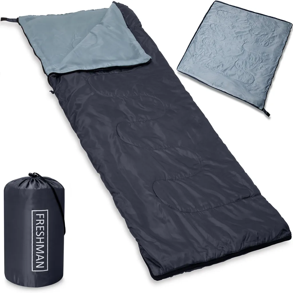 Monzana Schlafsack FRESHMAN Deckenschlafsack 190x75cm -6°C Sommerschlafsack Deckenschlafsack Campingschlafsack Wandern, Farbe:anthrazit