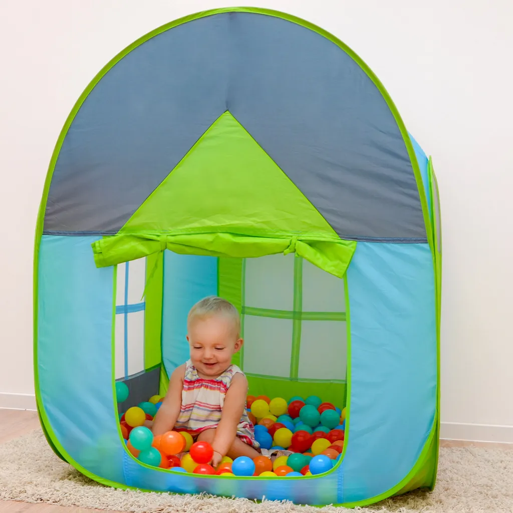 Bällebad Spielzelt 90x90x110cm Popup Baby Spielhaus Kinder-Zelt Blau – Bild 5