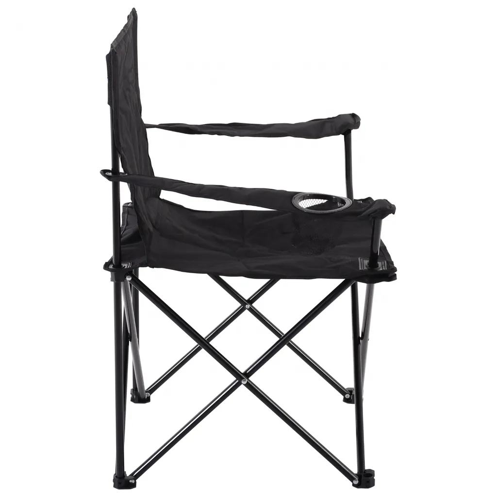 Raburg Angelstuhl JOE In SCHWARZ - Praktischer Faltstuhl Mit Armlehnen & Getränkehalter, Inklusive Tasche - Robust Für Camping, Strand, Angeln, Outdoor, Zuschauer, Jagd, Festival & Freizeit, Belastbar Bis 120 Kg – Bild 2