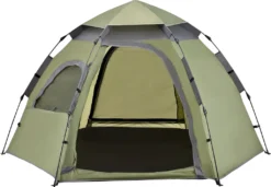 Pro-Tec Campingzelt Nybro Für 2-3 Personen Kuppelzelt 240 X 205 X 140 Cm Sekundenzelt Sofortzelt Festivalzelt Camping Automatik Zelt Wasserdicht Grün