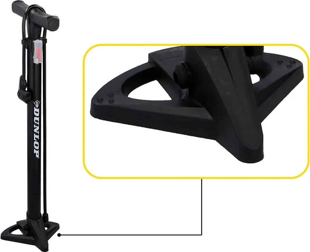 Dunlop Fahrradluftpumpe Für Alle Ventile, Tragbare Luftpumpe, Fahrradpumpe, Standpumpe, Schwarz – Bild 16