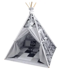 Amilian Tipi Zelt Für Kinder, Spielzelt Mit Gepolsterter Matte / Tipidecke / Bodenmatte Und Dekokissen, Zelt Kinderzimmer, Tippi Teepee