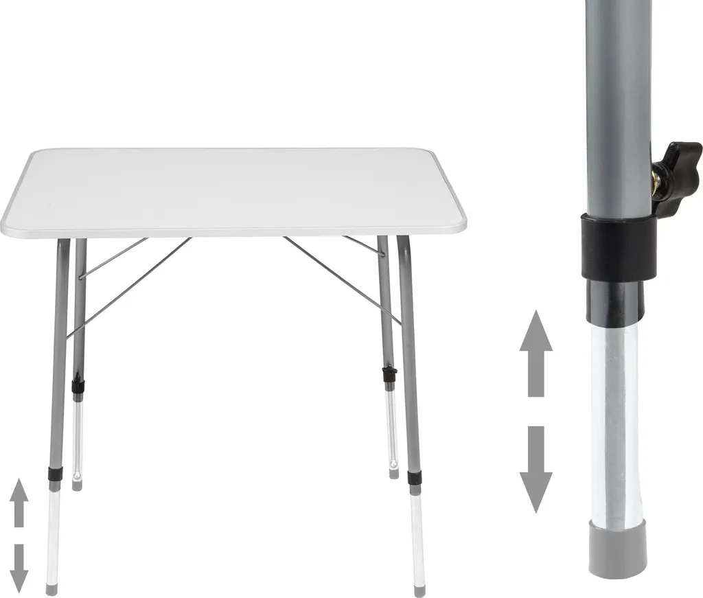 Tectake Camping Klapptisch Höhenverstellbar 80x60x68cm - Grau – Bild 4