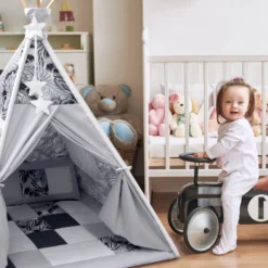 Amilian Tipi Zelt Für Kinder, Spielzelt Mit Gepolsterter Matte / Tipidecke / Bodenmatte Und Dekokissen, Zelt Kinderzimmer, Tippi Teepee -Campingbedarf Geschäft b1df70346d78dc5bfe08660bb140a3bb