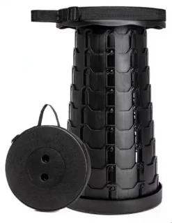 RHP Klapphocker Faltbar & Höhenverstellbar I Tragbarer Hocker Für Garten & Outdoor – Klappstuhl Campinghocker Campingstuhl Outdoorstuhl – Für Camping Reisen Angeln Grillen (Schwarz)