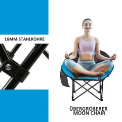 KAHOO Campingstuhl Tragbarer Moon Chair, Campingstuhl Mit Tragetasche, Gepolsterter Sitz, Blau -Campingbedarf Geschäft b47c5cc0ba36025bc3e6a49a5933fd68