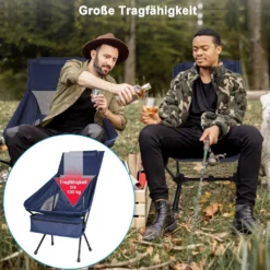 Campingstühle, Klappbarer Campingstuhl Mit Hoher Rückenlehne Und Tragetasche, Angelstuhl Für Sport Picknick Strand Wandern Camping, Klapp Stuhl Bis 130KG Belastbar -Campingbedarf Geschäft b68e55b114fb5fed3ddf924e46c45741