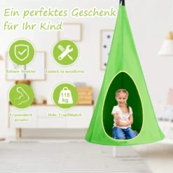 COSTWAY Hängezelt Hängehöhle Hängesessel Kinderhängesitz 115 Tragkraft, Kinder Fly Schaukel 80x80x148cm Grün -Campingbedarf Geschäft b73150174f1544bc6b0356faf01fed7a