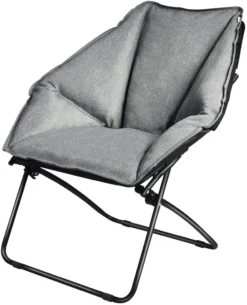 COSTWAY Moon Chair Gepolsterte Klappstuhl Campingstuhl Mondstuhl Faltbar Klappsessel 85X78X87cm