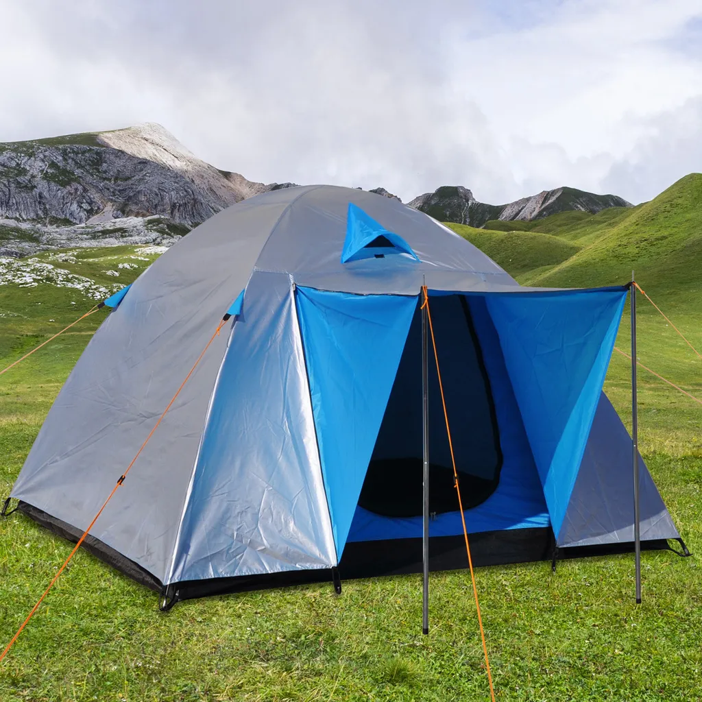 Iglu Zelt - 3 Personen - 210 X 210 X 130cm - Anthrazit/Blau – Bild 2