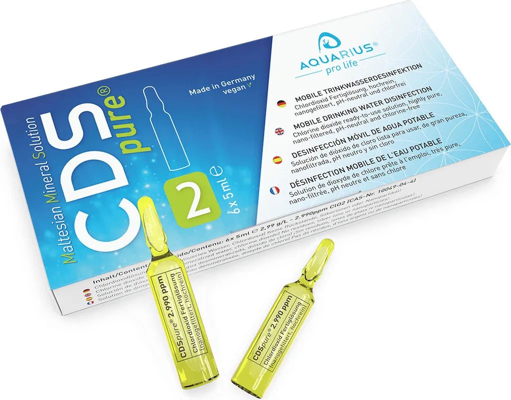 AQUARIUS Pro Life ® - CDSpure 6x5ml I Nanogefiltert & Hochrein I Chlordioxid-Fertiglösung (0,299%) In Klarglas Ampullen I 5 Jahre Ungekühlt Haltbar I 2990ppm I CDL Tropfen I Premium CDS I Das Original – Bild 3