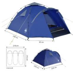 Where Tomorrow Pop Up Familienzelt Wurfzelt 3 Personen Zelt Camping Festival Blau 220 X 220 X 130 Cm -Campingbedarf Geschäft b8d4b7eb7c8785c36d9dd9d2ae245e7b
