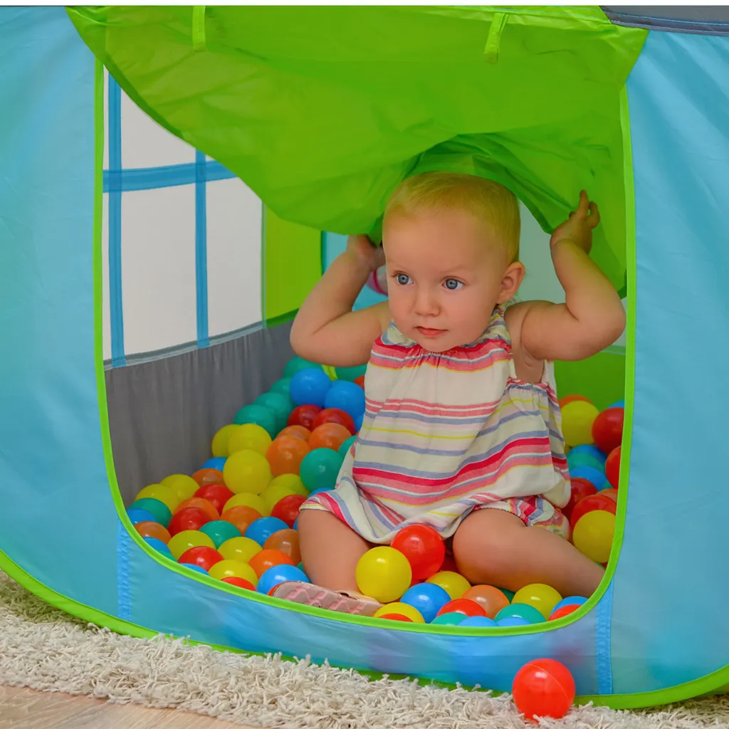 Bällebad Spielzelt 90x90x110cm Popup Baby Spielhaus Kinder-Zelt Blau – Bild 7