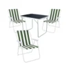 4-tlg Camping Set Gartenmöbel Campingtisch + 3 Campingstuhl Klappstuhl Grün-Weiß
