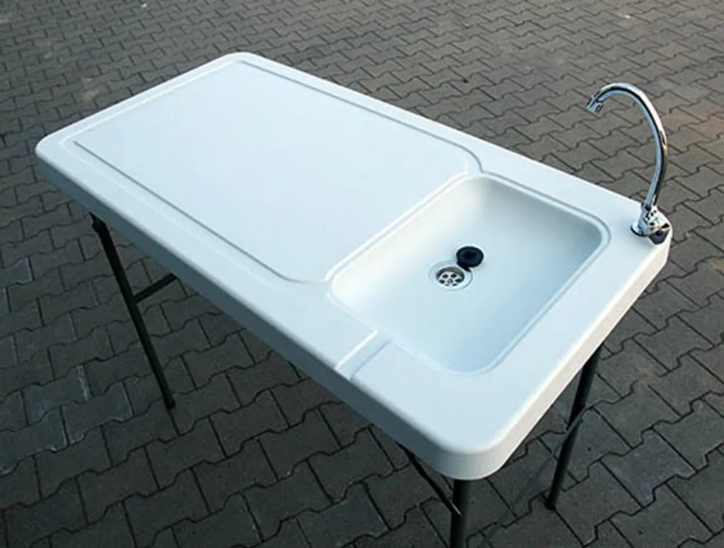 Campingtisch / Spültisch Mit Spüle Und Abfluss 115x60 Cm – Bild 7