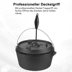 Mucola Gusseisen Feuertopf Gusstopf Inkl. Deckelgriff 2in1 Kochtopf & Pfanne 4,2L Dutch Oven Potjie Camping Kochgeschirr -Campingbedarf Geschäft bbdfadb88546062c5edd22abc6c17535