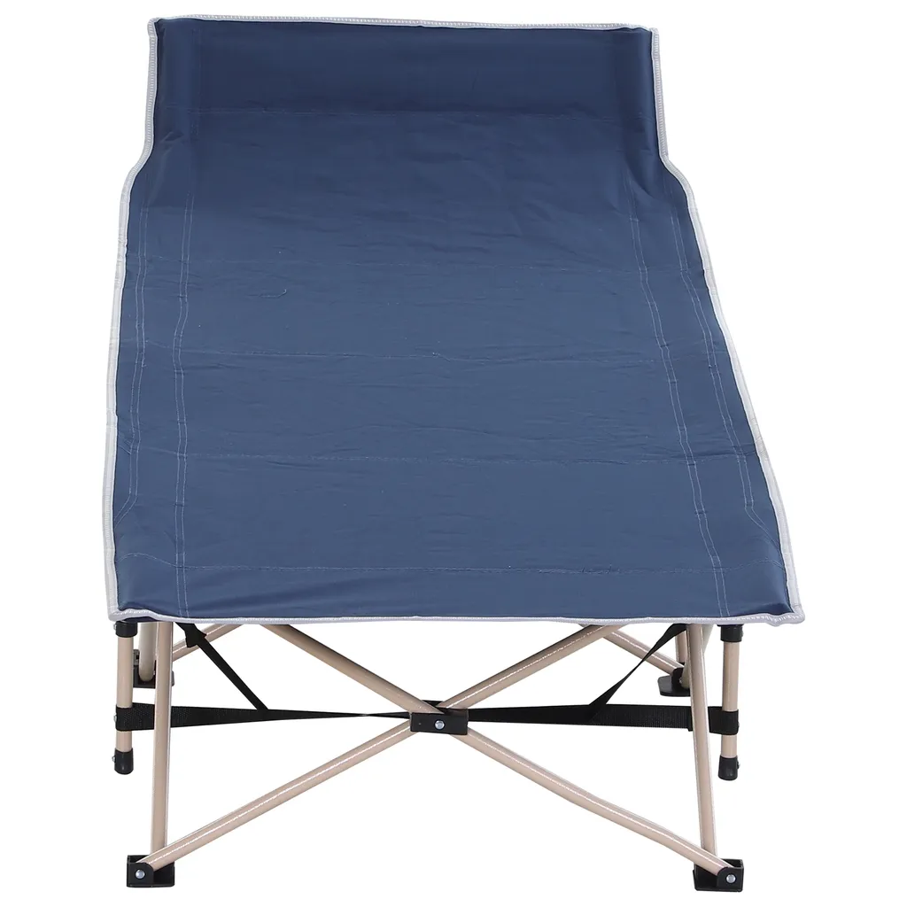 Outsunny Feldbett Mit Aufbewahrungstasche, Faltbares Campingbett, Campingliege, Inkl. Tragetasche, Stahl Oxford, Blau, 190 X 68 X 52 Cm – Bild 8