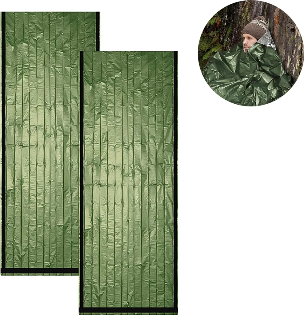 Notfall Überleben Schlafsack,Survival Biwaksack Erste Hilfe Rettungsdecken Wasserdicht Notfalldecke Warm Tube Zelt Ultraleicht Hitzeabweisend Kälteschutz Rettungszelt Für Outdoor(Grün) 4 Notfall Überleben Schlafsack,Survival Biwaksack Erste Hilfe Rettungsdecken Wasserdicht Notfalldecke Warm Tube Zelt Ultraleicht Hitzeabweisend Kälteschutz Rettungszelt Für Outdoor(Grün) – Bild 2