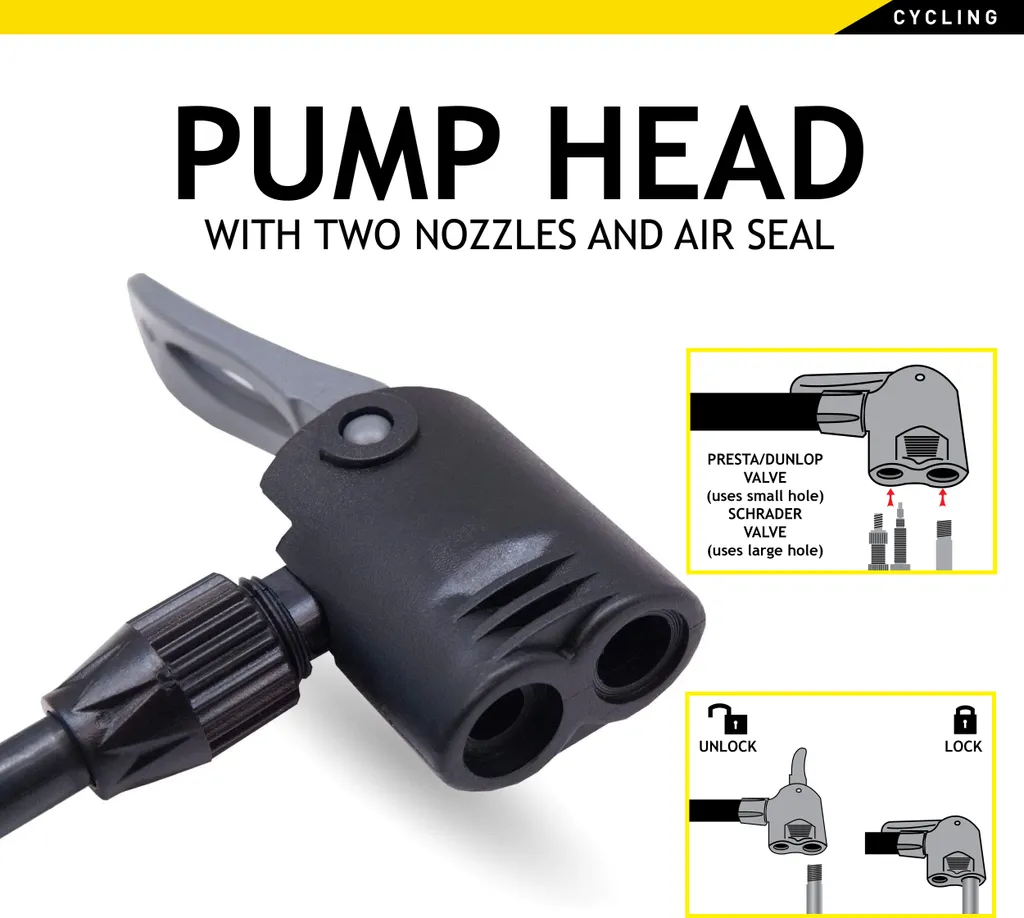 Dunlop Fahrradluftpumpe Für Alle Ventile, Tragbare Luftpumpe, Fahrradpumpe, Standpumpe, Schwarz – Bild 4