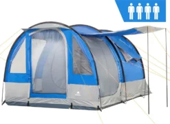 CampFeuer Zelt Smart Für 4 Personen | Blau/Grau, Tunnelzelt 2000 Mm Wassersäule