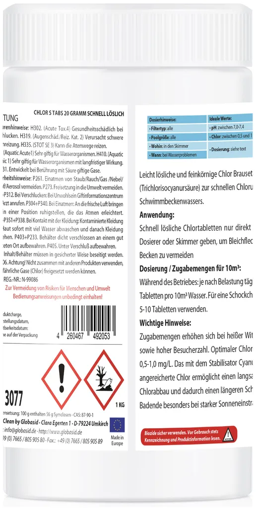 1 Kg Schnell-Chlortabs 20g - Für Pool & Schwimmbad - Schnell Löslich – Bild 2