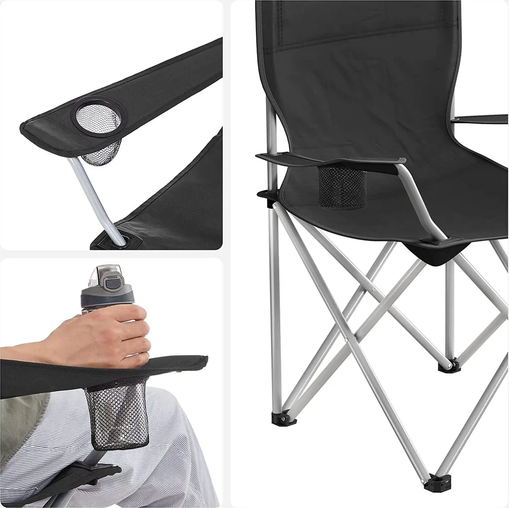 SONGMICS Campingstuhl Klappbar, Camping Stuhl, 2er Set, Faltbar, Bis Zu 120 Kg Belastbar GCB01BK – Bild 4