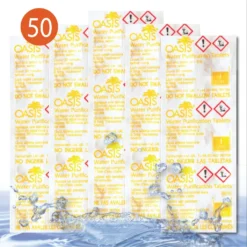 LevinQ Wasserreinigungstabletten [50Stk] *NSF* 100%keimfreies Trinkwasser 1 Ltr/Tablette +Handschuhe PE | Wasserentkeimungstabletten Fur Krisenvorsorge Outdoor, Notfall, Camping, Reiseapotheke