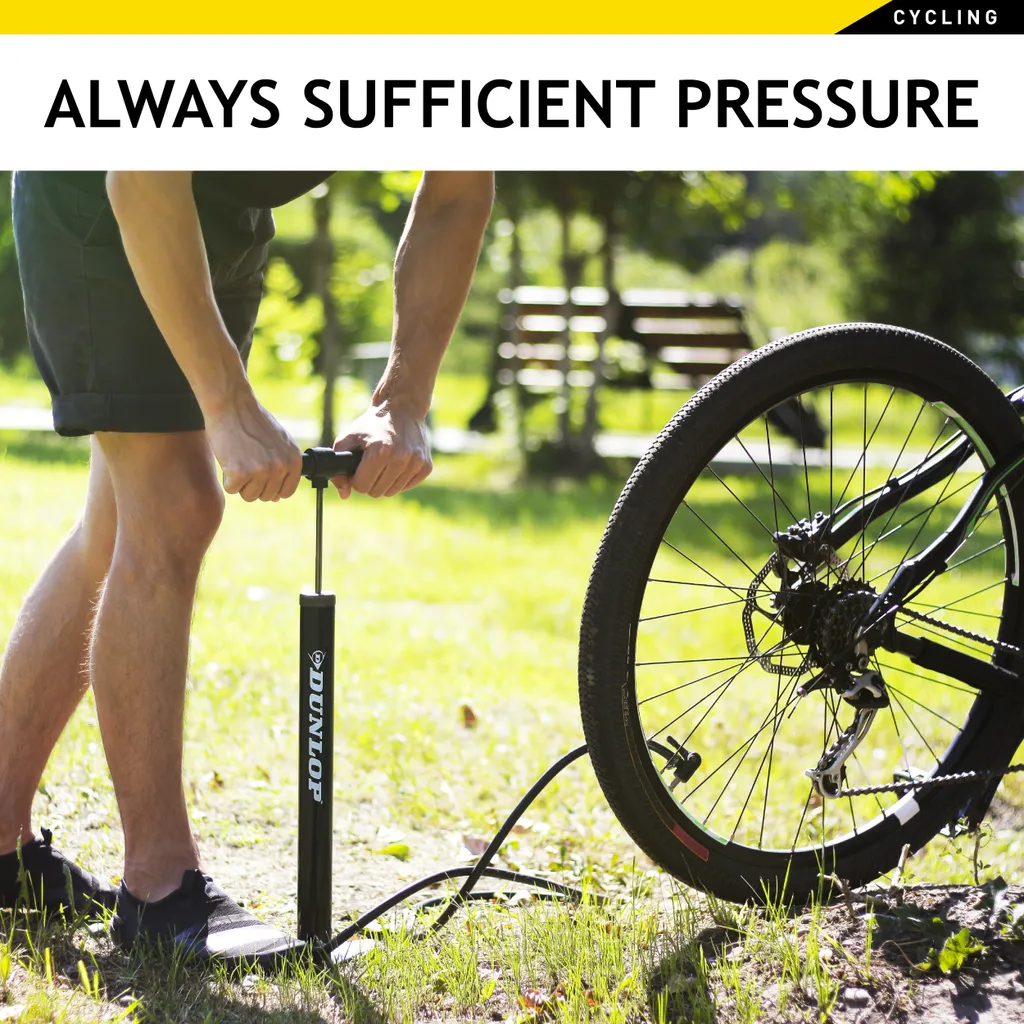 Dunlop Fahrradluftpumpe Für Alle Ventile, Tragbare Luftpumpe, Fahrradpumpe, Standpumpe, Schwarz – Bild 8