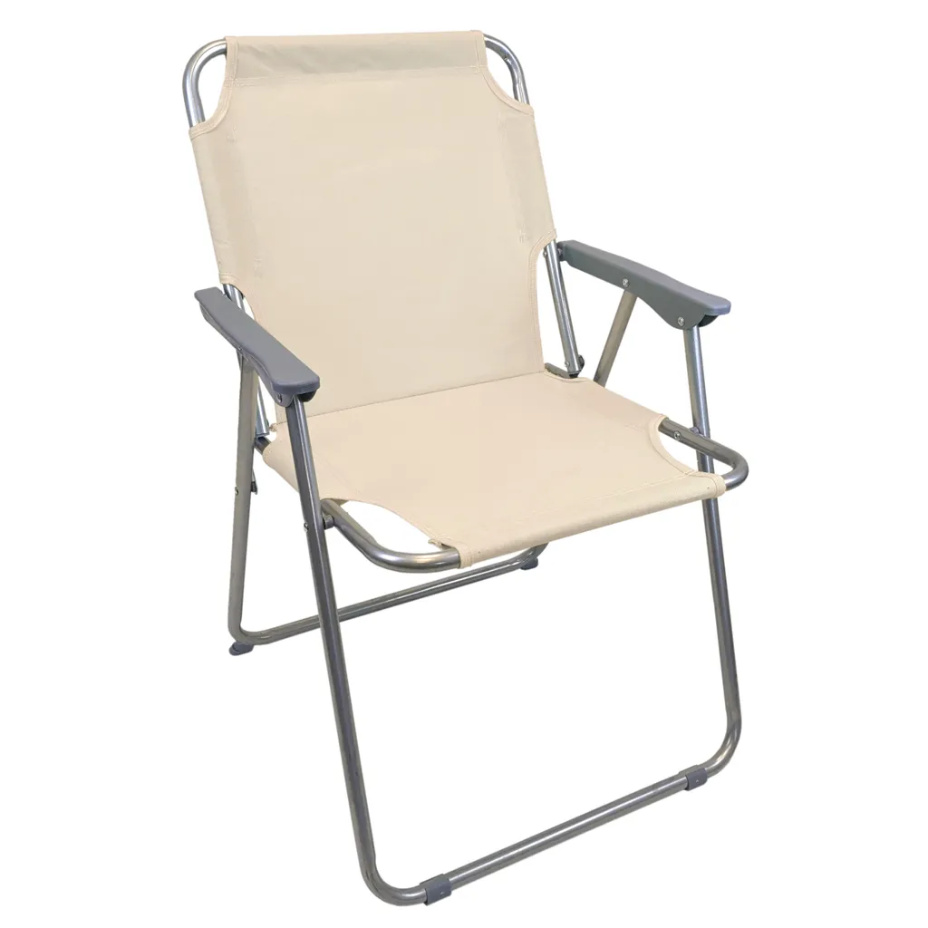 2 Stück Wohaga Campingstuhl 'Texel' Mit Armlehnen, Klappbar - Beige – Bild 2