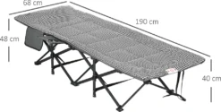 Outsunny Feldbett Campingbett, Campingliege Mit Tasche, Klappbett Mit Becherhalter, Für Schwimmbad, Balkon, Bis 120 Kg, Schwarz, 68 X 186 X 48cm -Campingbedarf Geschäft d3b40b941e6bf797164a3ff76563b69a