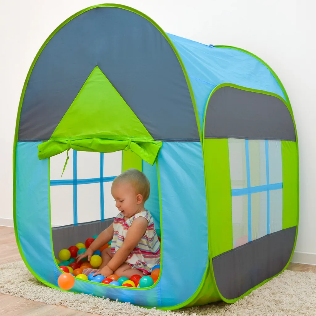 Bällebad Spielzelt 90x90x110cm Popup Baby Spielhaus Kinder-Zelt Blau – Bild 4