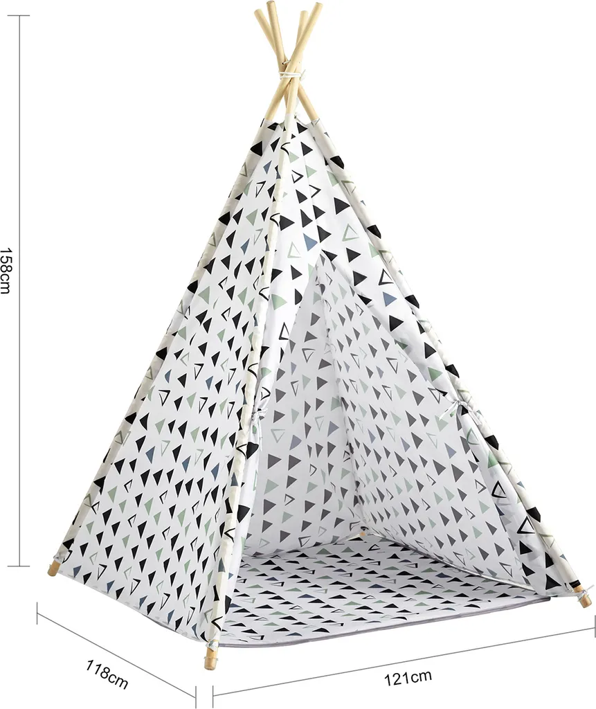 SoBuy OSS03-A02 Tipizelt Spielzelt Zelt Für Kinder Mit 1 Tür Spielhaus Kinderzelt (Weiß/Dreieck) – Bild 5