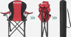 SONGMICS Campingstuhl, Klappbar, Klappstuhl, Bequemer Mit Schaumstoff Gepolsterter Sitz, Mit Flaschenhalter, Hoch Belastbar, Max. Belastbarkeit 250 Kg, Outdoor Stuhl, Rot GCB06BK -Campingbedarf Geschäft d588392dded424ad5320fb2257743eb5