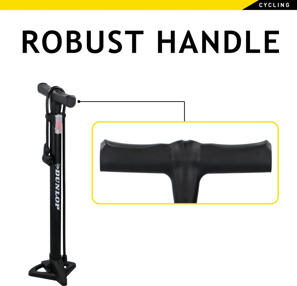Dunlop Fahrradluftpumpe Für Alle Ventile, Tragbare Luftpumpe, Fahrradpumpe, Standpumpe, Schwarz – Bild 5