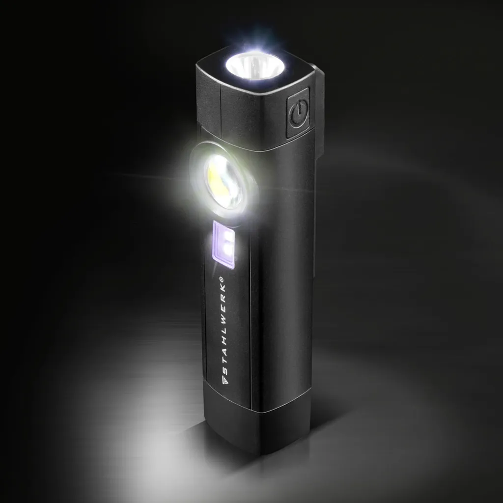 STAHLWERK LED Arbeitsleuchte 5 W Taschenlampe Werkstattlampe Mit 4 Leucht-Modi UV-Licht Akku USB – Bild 8