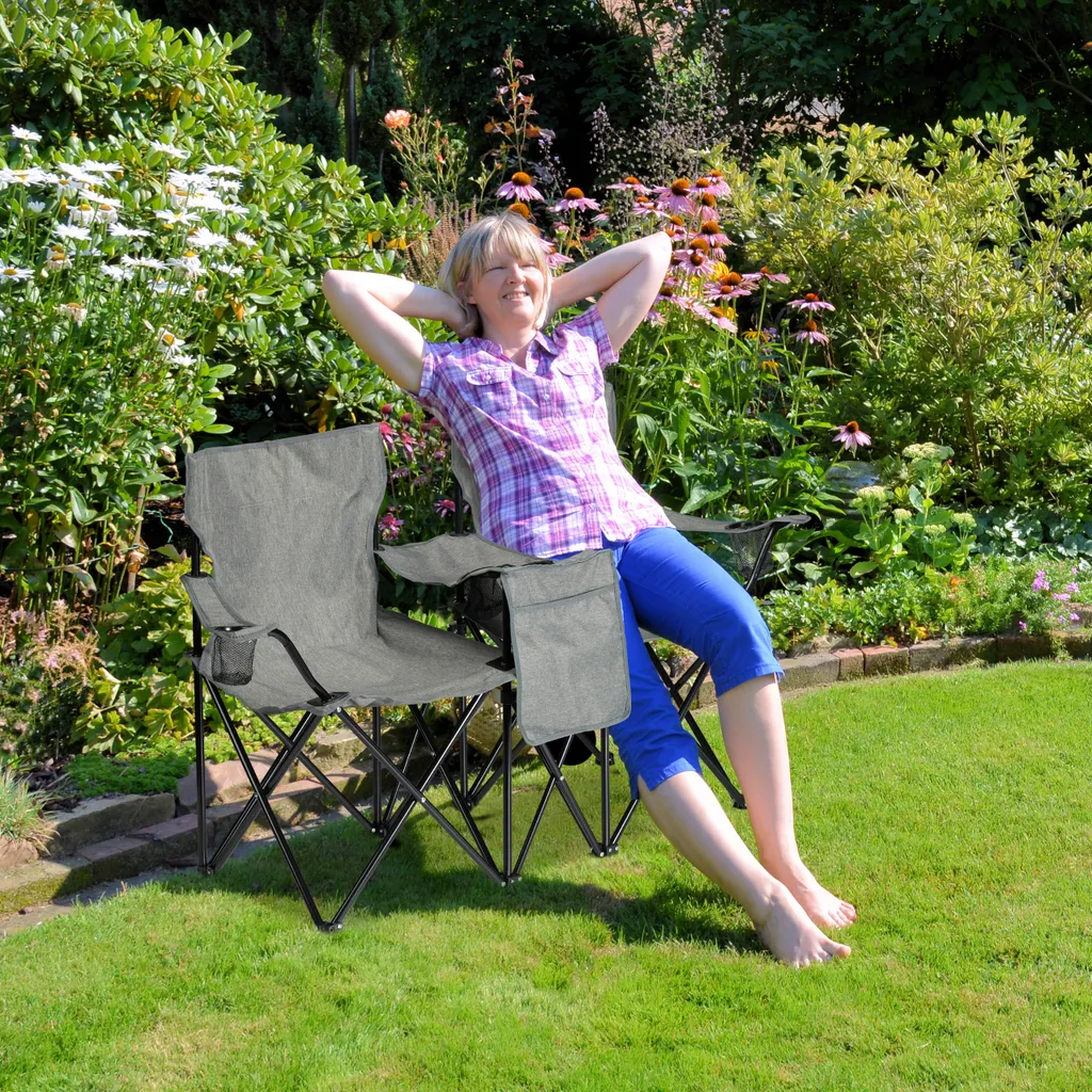 Relaxdays Doppel Campingstuhl Mit Getränkehaltern – Bild 3